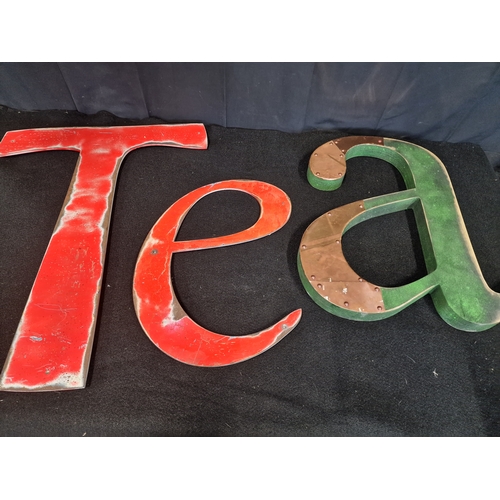 50 - Metal and wooden Decorative Cafe Prop Letters TEA