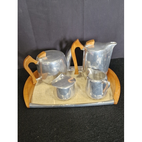 67 - Vintage Picquot Ware, 5 piece tea and coffee set with tray.