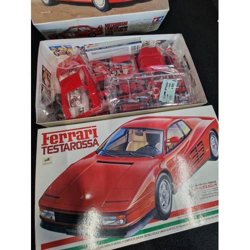 74 - Tamiya Ferrari Testarossa Model Kit, still sealed and Tamiya Mitsubishi Lancer Evo VI WRC