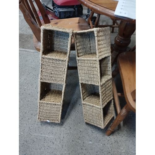 119 - Pair of Wicker Corner Storage Shelves