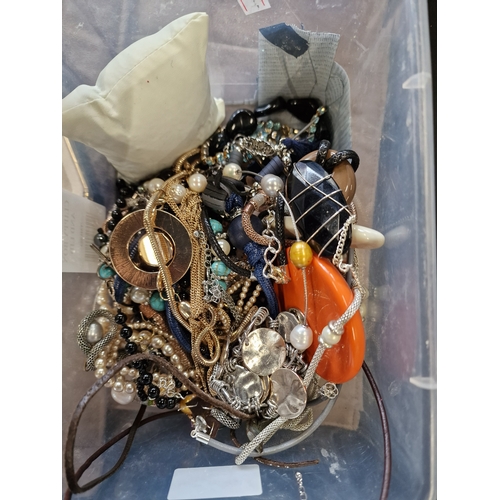 154 - A mix bundle of costume jewellery.  With jewellery box, necklace storage and Luttle book of earings ... 