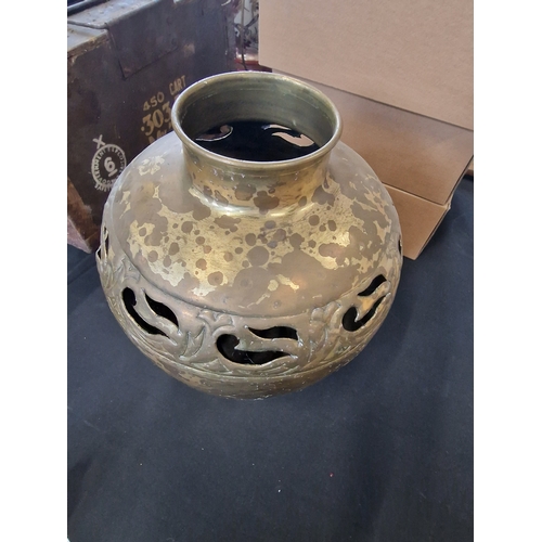 36 - Vintage urn/incense burner brass vase