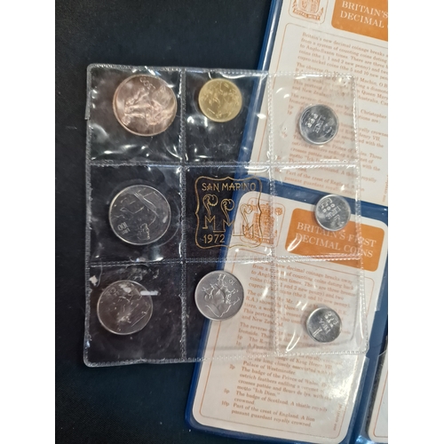 47 - 1972 SanMarino coin set and two packets of pre decimal coins