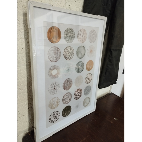 72 - Abstract Circles Framed Art 72x52cm. Brand New Still Wrapped