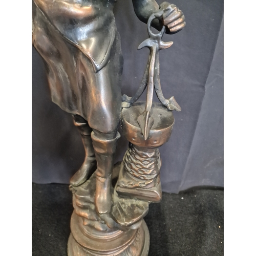 97 - A large vintage copper Fisherman 28 inches tall