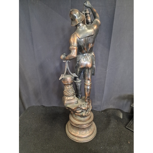 97 - A large vintage copper Fisherman 28 inches tall