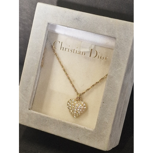 100 - Christian Dior diamanté heart necklace in box