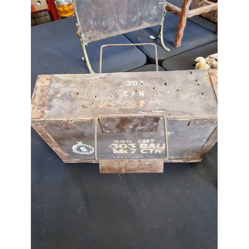 107 - Wood and metal Ammo box