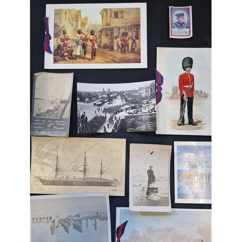 122 - A collection of Militaria pictures, cards starting dated 1914 to 1948