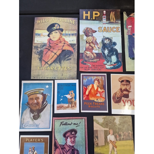 125 - A collection of collection postcards and cut outs for vintage advertising