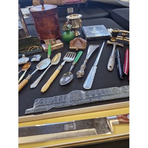 126 - A collection of vintage items. Including ward, copper, brass, silver plate, viners, sterling silver ... 