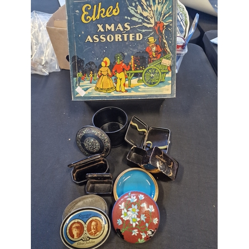 131 - A selection of trinket and pill boxes and tins.