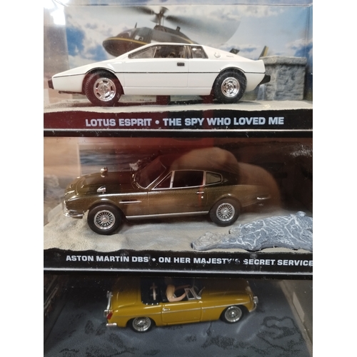 134 - Supreme Models 1:43 Scale James Bond 007 Cars of the Films. Lotus Esprit, Aston Martin DBS and MGB