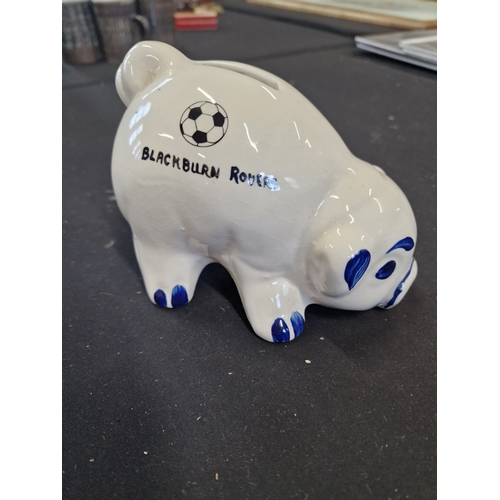 155 - A unique Blackburn Rovers pig money box by Mason Mugs