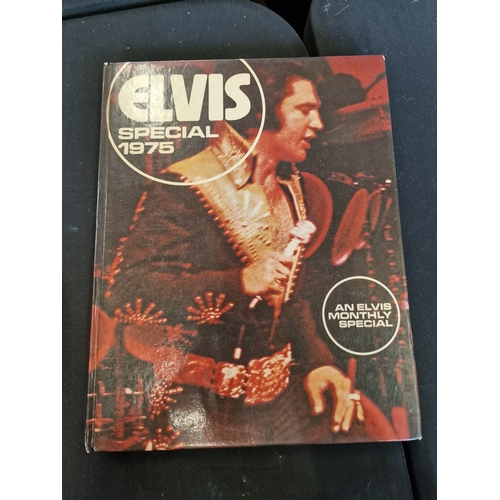 168 - Elvis Presley bundle. Including 10th Anniversary plate 1987, two Evlis annuals 1975 and 1981