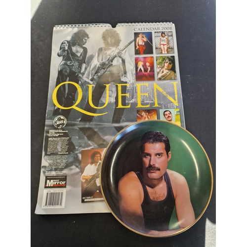 171 - Freddie Mercury collectable plate by Donbury Mint and 2008 Queen calander