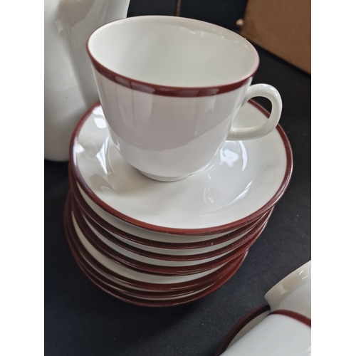 227 - winterling tea service marktleuthen in white with burgundy rim. 27 piece set