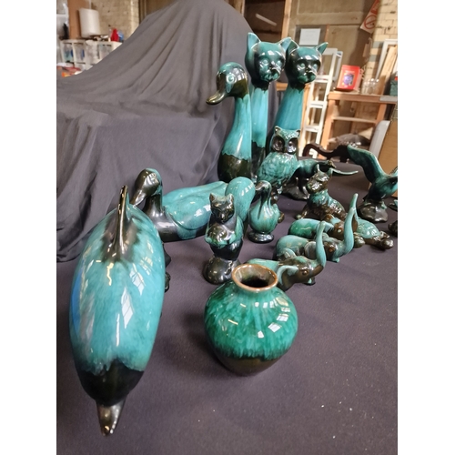 245 - A large collecrion of vinatge Blue Mountain Pottery including, cats, scottt dog, wlephants, ducks, T... 