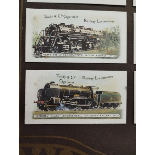 13 - Framed Wills Cigarettes Collectable Cards Railway Locomotives Taddy & Co Cigarettes