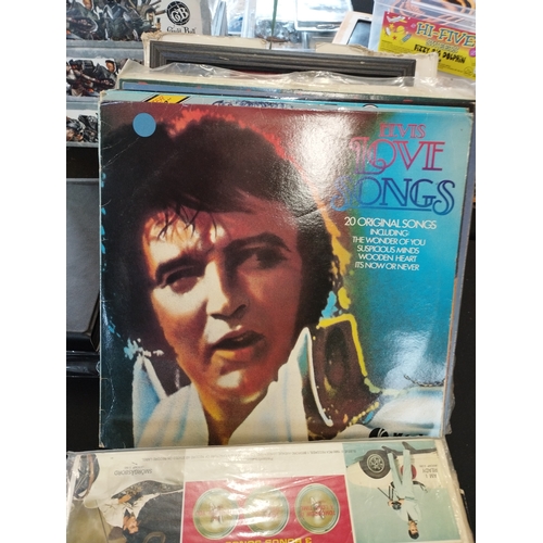 274 - Selection of Vintage Collectable Vinyl Elvis Presley Records, Framed Freddie Mercury Picture and 7