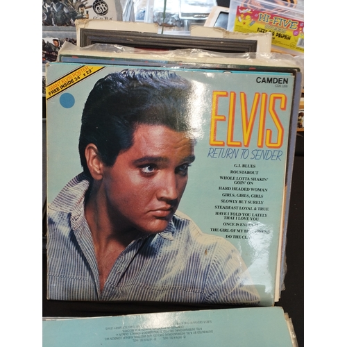 274 - Selection of Vintage Collectable Vinyl Elvis Presley Records, Framed Freddie Mercury Picture and 7