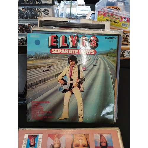 274 - Selection of Vintage Collectable Vinyl Elvis Presley Records, Framed Freddie Mercury Picture and 7