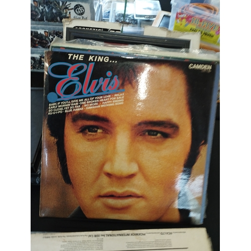 274 - Selection of Vintage Collectable Vinyl Elvis Presley Records, Framed Freddie Mercury Picture and 7