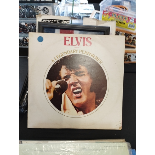 274 - Selection of Vintage Collectable Vinyl Elvis Presley Records, Framed Freddie Mercury Picture and 7