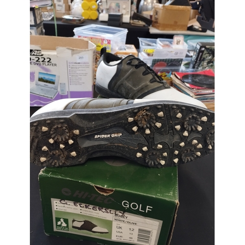 295 - Pair of Hi Tec Bogey Golf Shoes with Spider Grips Size 12 in Box