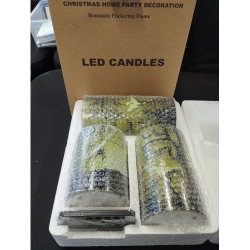 302 - x4 Brand New Sets of Flameless Battery Wax Pillar Led Candles for Christmas Home Party Decoration wi... 