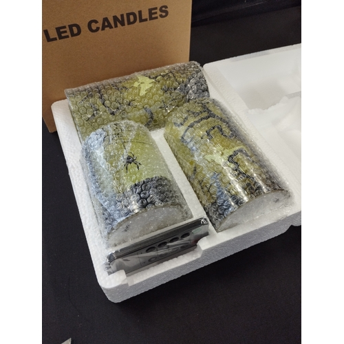 302 - x4 Brand New Sets of Flameless Battery Wax Pillar Led Candles for Christmas Home Party Decoration wi... 