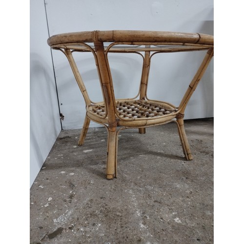 311 - Round Cane Table with Glass Top