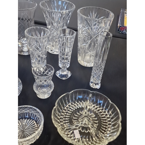 19 - A bundle of lead crystal vases and trinket dishes