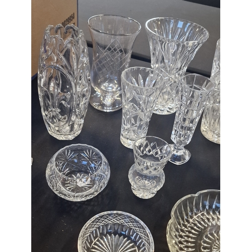 19 - A bundle of lead crystal vases and trinket dishes