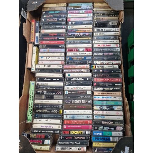 48 - A large collection of  cassette tapes including Paul Weller, Aero Smith, Anthrax, police and public ... 