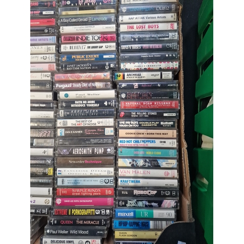 48 - A large collection of  cassette tapes including Paul Weller, Aero Smith, Anthrax, police and public ... 