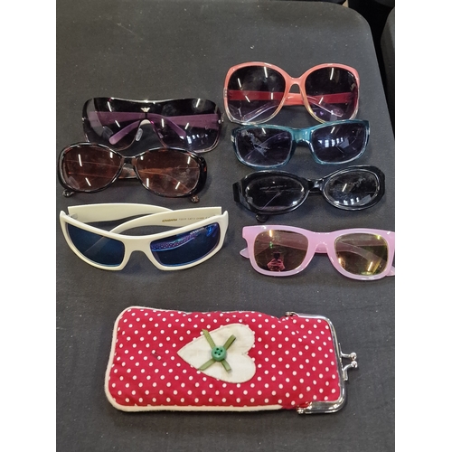 52 - A bundle of ladies sunglasses including Armani and Rayban