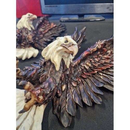 63 - A pair of wall mounted eagles approximately 36cm