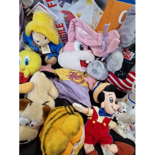 72 - Vintage Looney Tunes and Disney plush. Including money box and puppet.