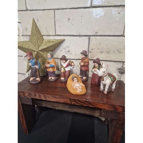 116 - Terracotta hand painted nativity set