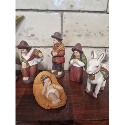 116 - Terracotta hand painted nativity set