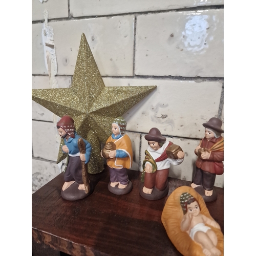 116 - Terracotta hand painted nativity set