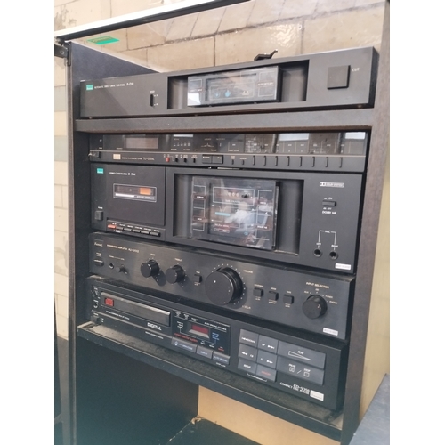 158 - Vintage Sansui Hifi System in Cabinet. Includes Turntable, Tuner, Cassette, Amplifier, Compact Disc ... 