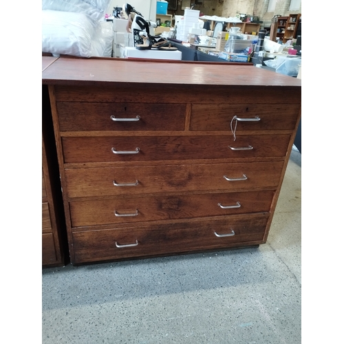 114 - Vintage Apothecary/ Laboratory Drawer Sets. Approx 105w x 62d x  91h cm and 54w x 62d x 91h cm