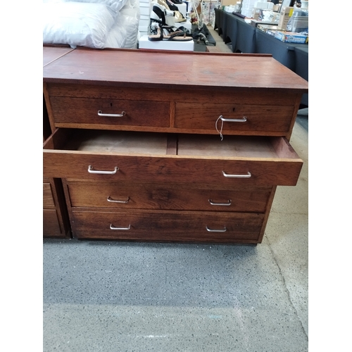 114 - Vintage Apothecary/ Laboratory Drawer Sets. Approx 105w x 62d x  91h cm and 54w x 62d x 91h cm