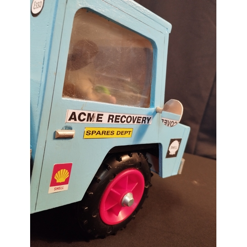 7 - Hand Made Wooden Toy Recovery Truck and Tractor Trailer. Total Length Recovery Truck Approx 60cm, Tr... 