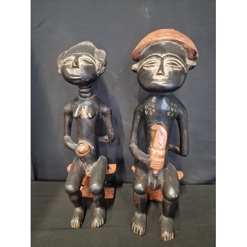 15 - Two hand carved Ebony African figures