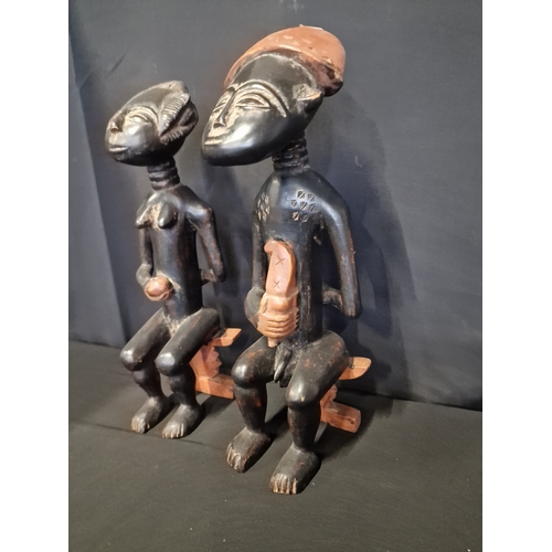 15 - Two hand carved Ebony African figures