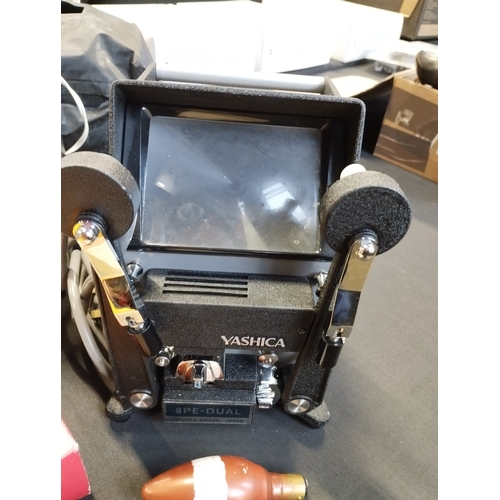 28 - Vintage Sankyo Duelux 1000 8mm Projecter, with Reels, Accessories and Yashica Editor and Splicing Ki... 