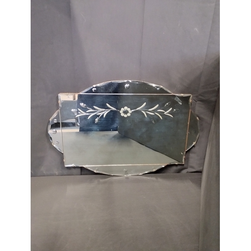 29 - Vintage Etched Art Deco Wall Mirror. Approx. 66x45cm